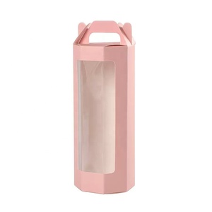 Bouquet di Fiori Singoli <span class=keywords><strong>Rosa</strong></span> con Manico, Scatola Regalo Ecologica Personalizzata, Laminazione Opaca UV, Confezione Esagonale per Rose, <span class=keywords><strong>Bomboniere</strong></span> Matrimoniali - Product Image 2