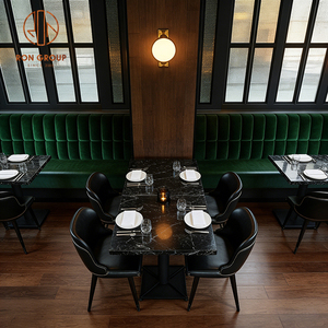 Set di Mobili di Lusso per Caffetteria Commerciale, Divano Quadrato in Velluto Verde, Arredamento per Hotel <span class=keywords><strong>e</strong></span> Ristoranti, Tavolo <span class=keywords><strong>e</strong></span> <span class=keywords><strong>Sedie</strong></span> - Product Image 4