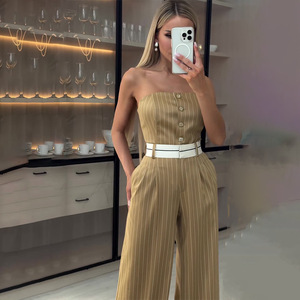 Vente en gros d'été 2025 Street Fashion <span class=keywords><strong>Combinaison</strong></span> décontractée <span class=keywords><strong>kaki</strong></span> pour femmes - Product Image 1