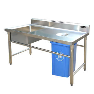 Table de collecte de déchets d'établi mobile <span class=keywords><strong>en</strong></span> acier inoxydable 304 à usage commercial pour hôtels et restaurants équipement de cuisine - Product Image 2