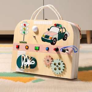 Tableau d'<span class=keywords><strong>activité</strong></span> <span class=keywords><strong>en</strong></span> bois Montessori pour enfants, lumière LED, premiers cadeaux éducatifs sensoriels pour le premier anniversaire, boîte occupée, jouets pour enfants - Product Image 4