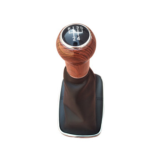 Pommeau de levier de vitesse en cuir grain de bois, boîte de vitesses manuelle 5 vitesses pour Volkswagen Golf 4 Bora GTI - Product Image 3
