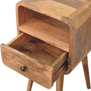 โต๊ะข้างเตียงไม้โอ๊คขนาดเล็ก 1 ลิ้นชัก 1 ช่องเปิด สีน้ำตาล - Product Image 6