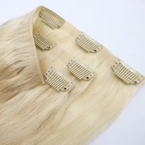 Vente en gros 100% réel Remy extensions de cheveux à clipser sans couture pince à cheveux humains à cuticule alignée dans l'extension de cheveux