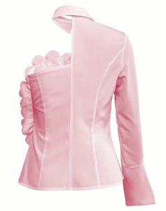 Camicetta da donna <span class=keywords><strong>monospalla</strong></span> con decorazioni floreali 3D, elegante, a maniche lunghe irregolari, per feste. - Product Image 2