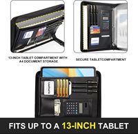 Carpeta Portafolio Leathario de 3 Anillas, 5 Protectores de Hojas, Organizador para Tablet de 13 Pulgadas, Carpeta A4 de Cuero Vegano, Bloc de Notas Multibolsillos