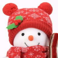 Ensemble de bonhomme de neige d'hôtel de luxe de 12.5/14.5/16.5/18.5 pouces pour le nouvel an avec des planches de ski de flocons de neige de houx de Noël | Décor d'intérieur