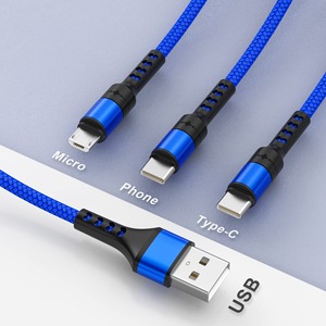Universele USB <span class=keywords><strong>Data</strong></span> Oplader Kabel 3in 1 Snelladen 3a 5a Datakabel Mobiele Telefoon Nylon Gevlochten 3 In 1 1.2M Usb-Kabel - Product Image 2