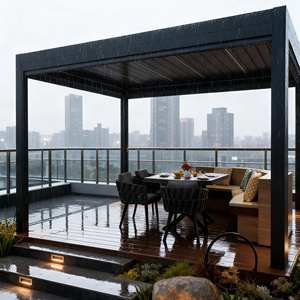 Pavillon de <span class=keywords><strong>jardin</strong></span> à persiennes en alliage d'aluminium intelligent d'approvisionnement d'usine résistant à la pluie et au <span class=keywords><strong>vent</strong></span> pour un usage domestique - Product Image 2