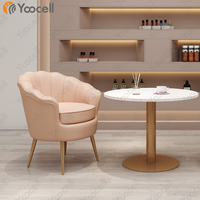 Chaise d'attente rose Yoocell, table de bureau en marbre blanc d'usine, chaises d'attente pour salon, canapé de bureau pour salle d'attente, spa pour les ongles