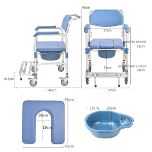 Safebond Aluminum Alloy <strong>Commode</strong> <strong>Chair</strong> with 4-Inch Brake Wheels-150kg Capacity Rehabilitation Therapy Supplies - Product Image 6