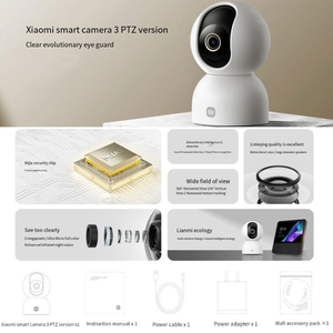 Caméra intelligente <span class=keywords><strong>Xiaomi</strong></span> Mijia originale, version 3 PTZ, 3K 5MP, vue à <span class=keywords><strong>360</strong></span> degrés, détection AI, moniteur pour bébé, vision nocturne infrarouge - Product Image 2