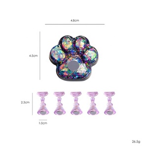 1pcs Magnetic Nail chủ + 5 lời khuyên thực hành đào tạo hiển thị đứng tinh thể chủ sở hữu hợp kim giả hiển thị Kệ dụng cụ làm móng tay - Product Image 1