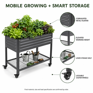 Bac à légumes surélevé mobile avec roues, jardinière en métal surélevée, étagère de rangement, couleur personnalisée, vente en gros en Australie - Product Image 2