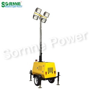 SORNNE 9 M mât télescopique groupe électrogène Diesel 4*1000W lampes aux halogénures métalliques 4*300W lumière LED tour d'éclairage Mobile - Product Image 1