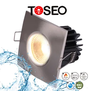 Aydınlatma tedarikçisi 12v tavan led ışık kalıp döküm Alu gömme banyo yanmaz kare downlight yangın anma aydınlatma armatürleri