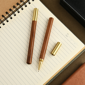 Premium Massief Palissander En Ebbenhout Retro Messing Balpen 0.5Mm Aangepaste Logo Gelpennen - Product Image 1