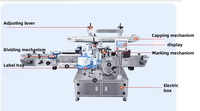 Machine d'étiquetage automatique pneumatique PLC pour bouteilles plates à double face avec étiquettes en papier pour bouteilles carrées