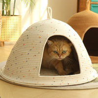 Lit pour chat minimaliste et confortable, en forme de grotte, couleur unie, éponge respirante, cage pour animaux de compagnie d'intérieur, lavable à la main pour chats