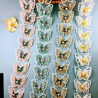 Applique en dentelle brodée, double couche, motif animalier tridimensionnel ajouré, série papillon 26041101