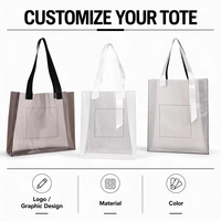 Sac fourre-tout transparent en PVC réutilisable avec poignées en sangle, vente en gros pour les détaillants de cosmétiques et de produits de beauté