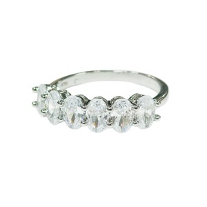 Anelli con Zirconi Ovali Brillanti, Fedi Nuziali, Gioielli da Sposa e Damigella, Anello Nuziale con Moissanite Taglio Ovale per Lei - Product Image 6