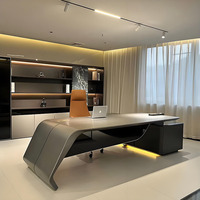 Bureau d'ordinateur en L moderne, durable et écologique, avec surface en bois, bureau de direction haut de gamme pour PDG/directeur