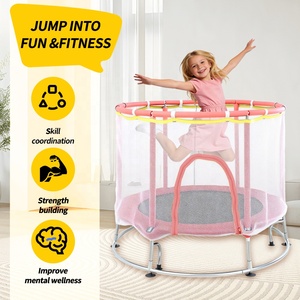Trampolín Redondo de 48 Pulgadas para Niños Pequeños con Red Protectora, Material de PVC Suave, Seguro para Interiores y Exteriores, Mini Trampolín para Niñas - Product Image 4