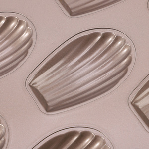 Golden Shell Shaped Madeleine Cake Mold 12 Cavity Non Stick Baking Pan For Home Oven Use - Product Image 1