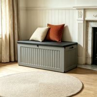 Boîte de rangement extérieure moderne de 103 gallons |   Boîte de rangement en résine verrouillable résistante aux UV pour coussins, outils, jouets d'enfants et colis