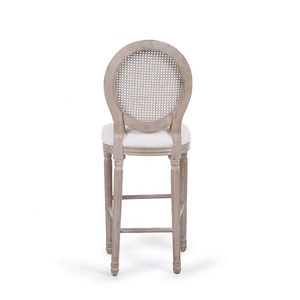 Anji de madera de caucho KSF25001 de lino de algodón de ratán a muebles de alta de <span class=keywords><strong>Bar</strong></span> de madera diseño taburete - Product Image 4