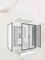 Plancher modulaire avec évier Armoire de salle de bain moderne Ensemble de meubles de luxe Lumière LED intelligente Miroir Toilette Préfabriqué Salle de bain