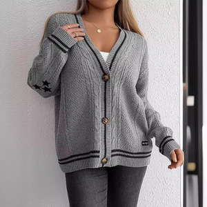<span class=keywords><strong>Cardigan</strong></span> Casual da donna donna autunno inverno <span class=keywords><strong>Cardigan</strong></span> Casual lavorato a maglia alla moda maglione <span class=keywords><strong>Cardigan</strong></span> largo - Product Image 2