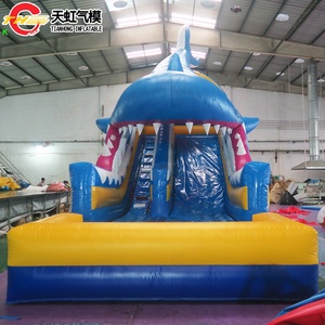 Envío gratis 10x4x6mH boca de tiburón PVC tobogán de agua inflable alto acantilado gorila parque infantil divertido accesorio soplador incluido - Product Image 4