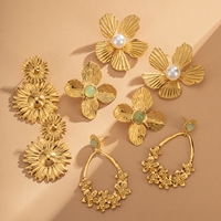 Anting-anting mewah bunga matahari lainnya, anting-anting baja tahan karat Anti noda, perhiasan trendi, anting-anting bunga 18k untuk wanita