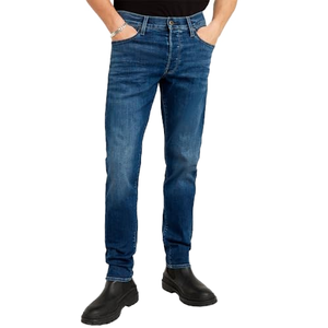 Zikoo Denim – Jean décontracté taille mi-haute coupe droite grande taille, motif uni/imprimé, respirant, écologique, délavage foncé, style urbain - Product Image 1