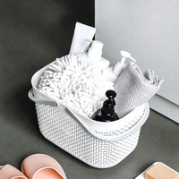 Panier de Douche en Plastique Blanc, Organisateur de Rangement de Salle de Bain, Panier Perforé avec Doubles Poignées