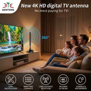 Antenne <span class=keywords><strong>TV</strong></span> numérique intérieure amplifiée à gain élevé 39 dB 4K 1080P avec polarisation verticale et base magnétique pour amplificateur de signal de télévision intelligente - Product Image 6