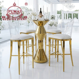Modern High- Top Round Gold Stainless Steel Cocktail <b>Table</b> for Events Party - Product Image 2