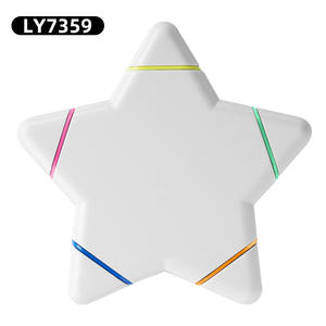 Stylo surligneur oblique à pointe de pinceau avec logo personnalisé pour enfants étoile à cinq branches style pastel ensemble de papeterie mignon pour l'école en plastique - Product Image 5