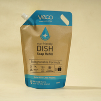 Pochette Doypack Personnalisée en Papier Kraft Brun avec Finition Mate, Imprimée en Héliogravure, Qualité Alimentaire PET, 800 ml, pour Emballage de Savon Liquide et Soins Personnels