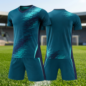 Ensemble de maillot de football pour homme à col en V, manches courtes, respirant, imprimé dégradé, polyester, coupe athlétique, toutes saisons - Product Image 3