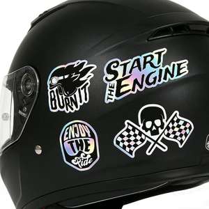 कस्टम लोगो होलोग्राफिक स्टिकर वाटरप्रूफ और टिकाऊ चिपकने वाले स्टिकर अनुकूलित मोटरसाइकिल हेलमेट सजावटी स्टिकर - Product Image 5