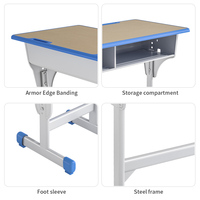 Ensemble bureau et chaise double moderne pour salle de classe, réglable en hauteur, idéal pour les lycées et les universités - Vente en gros usine