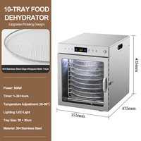 Déshydrateur alimentaire commercial compact pour fruits, légumes et raisins, machine de séchage rotative à 10 plateaux