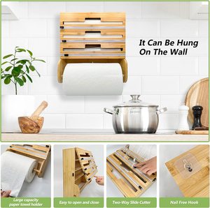 Legend Natural <span class=keywords><strong>Bamboo</strong></span> Foil e Plastic Wrap Organizer compatibile Regular Size 12 "Roll Wall-mounttr portasciugamani di carta di bambù 7in - Product Image 4