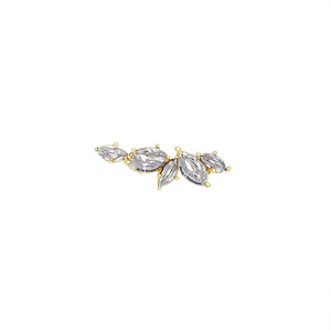 Pendientes de Diamantes con Corte Marquesa Chapados en Oro Royal Diamondism para Mujer, Diseño Floral de Lujo con Engaste de Garras para Boda - Product Image 1