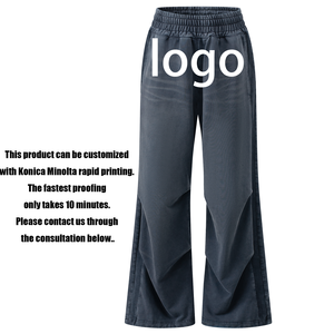 <span class=keywords><strong>Pantalon</strong></span> décontracté Asute teinté, délavé, <span class=keywords><strong>gris</strong></span>-bleu, coupe droite, avec cordon de serrage et poches, pour <span class=keywords><strong>homme</strong></span> et femme, style <span class=keywords><strong>cargo</strong></span> ample - Product Image 2