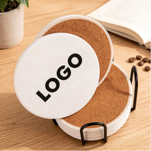 Sous-verres en céramique avec base en liège, logo personnalisé, sublimation, absorbants pour le thé/le café - Product Image 3