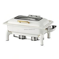 Kommerzieller 9L Weißer Rechteckiger Hydraulischer Chafing Dish für Minimalistische Hochzeiten, Hotelbuffets & Suppenwärmebehälter